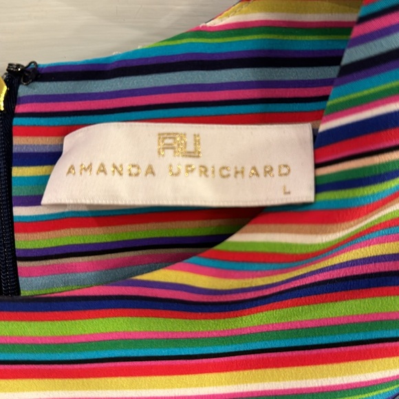 Amanda Uprichard 100% Silk Striped Shift Dress - L - Picture 2 of 6